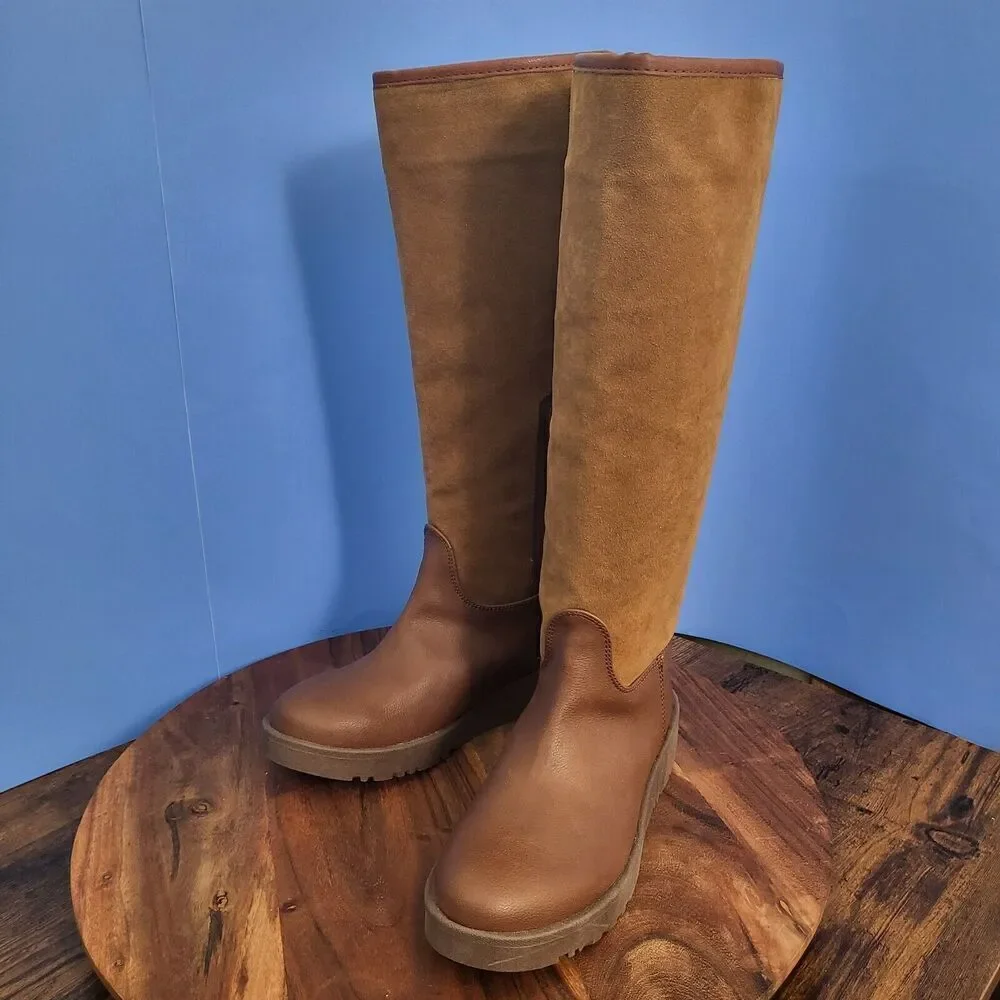 G.H. Bass Joyce Knee High Boot Brown Wedge Heel Women's 8.5M
